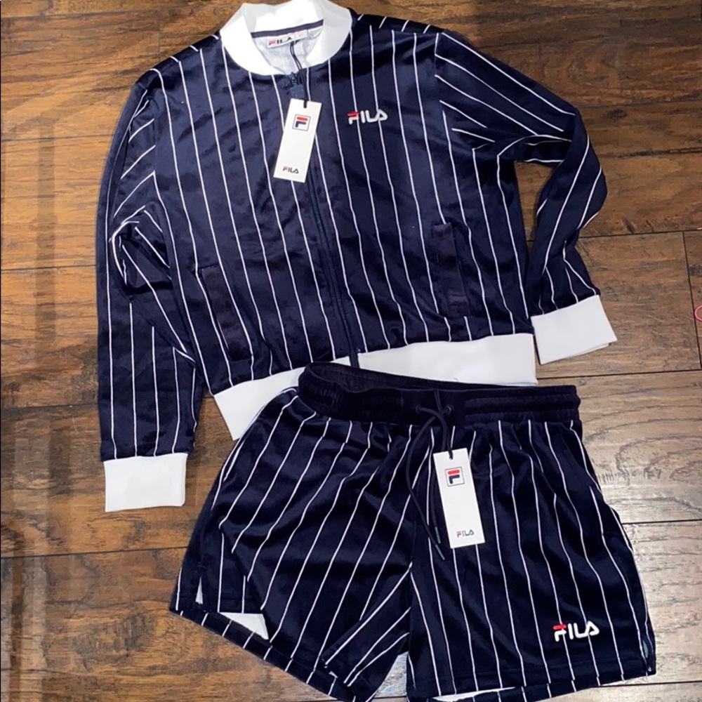 Fila velour shorts and jacket set